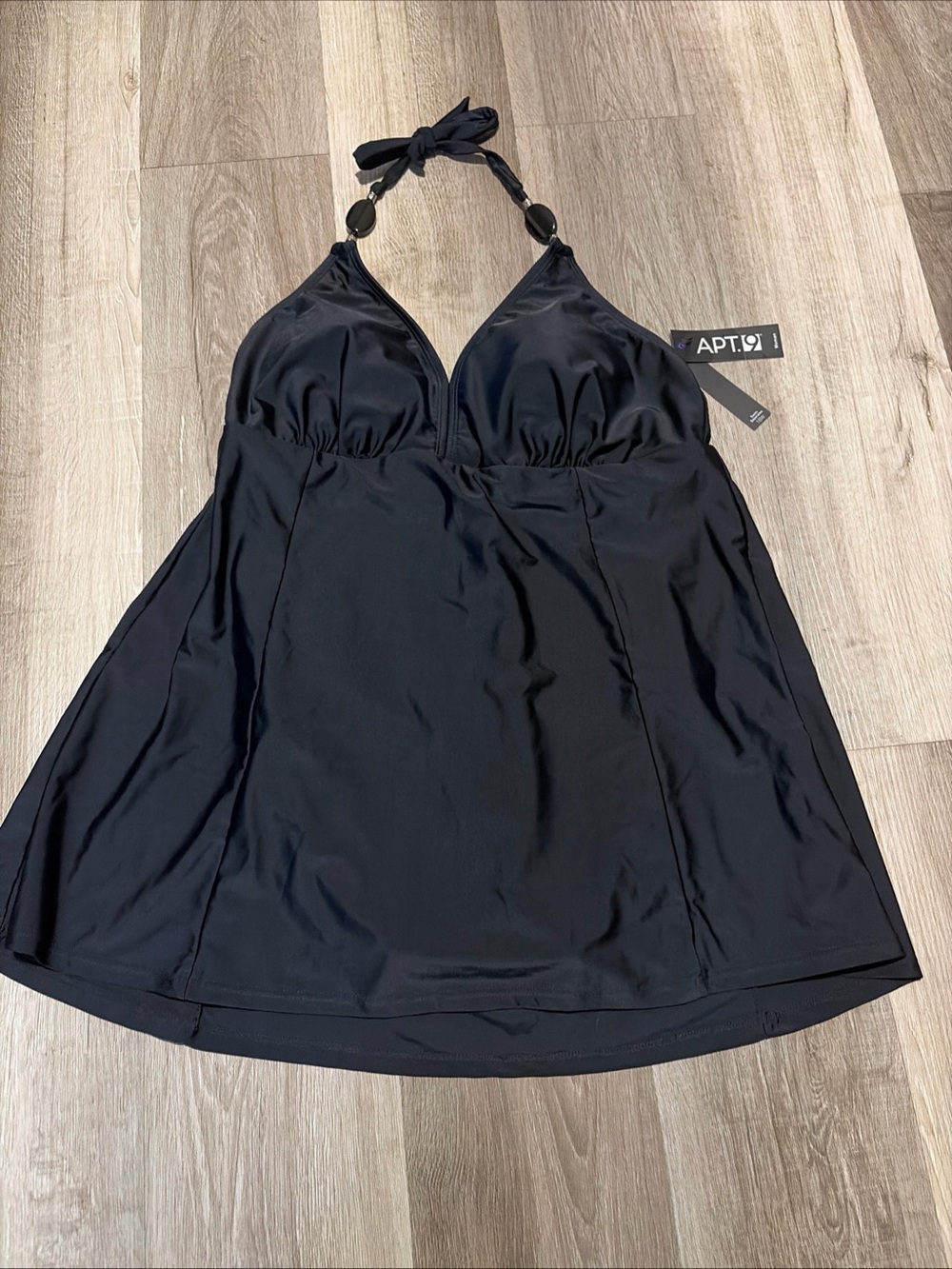 Apt. 9 women’s Black Halter Swimdress with Beaded Neck Detail size 18W
